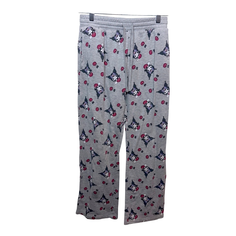 Sanrio Kuromi Pajama Pants Womens Small S 4-6 Gray Cherry Fleece Joggers PJ